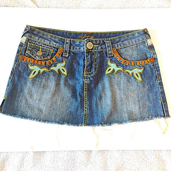 Yag Denim Cutoff Mini Skirt, Jean Skirt for Women or Juniors, Size Medium - Picture 6 of 6